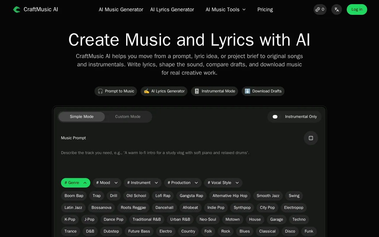 CraftMusic AI — preview screenshot