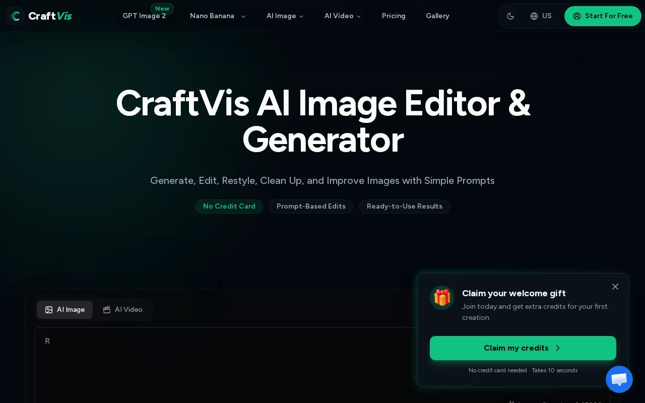 CraftVis AI Image Editor & Generator — preview screenshot