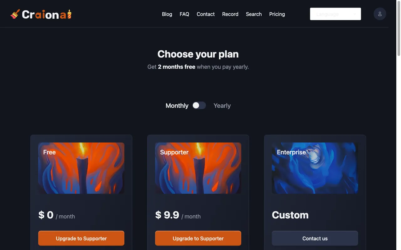 Craion AI — pricing page