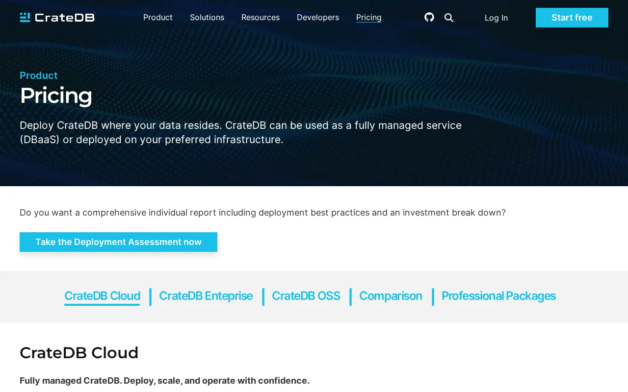CrateDB — pricing page