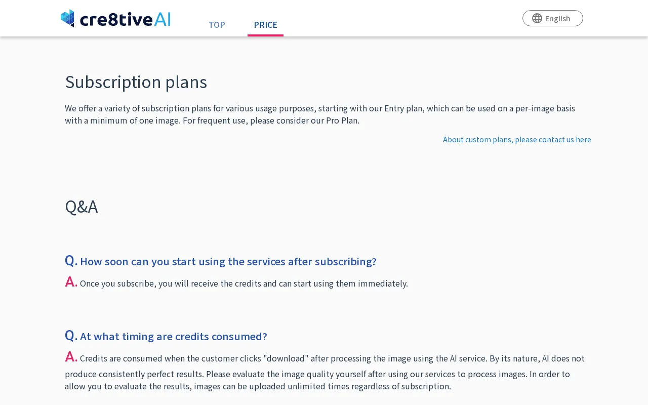 Cre8tiveAI — pricing page