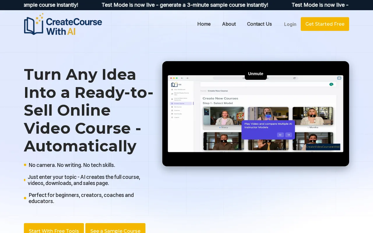 Create Course With AI — preview screenshot