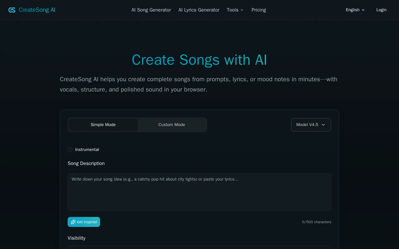 CreateSong AI — preview screenshot