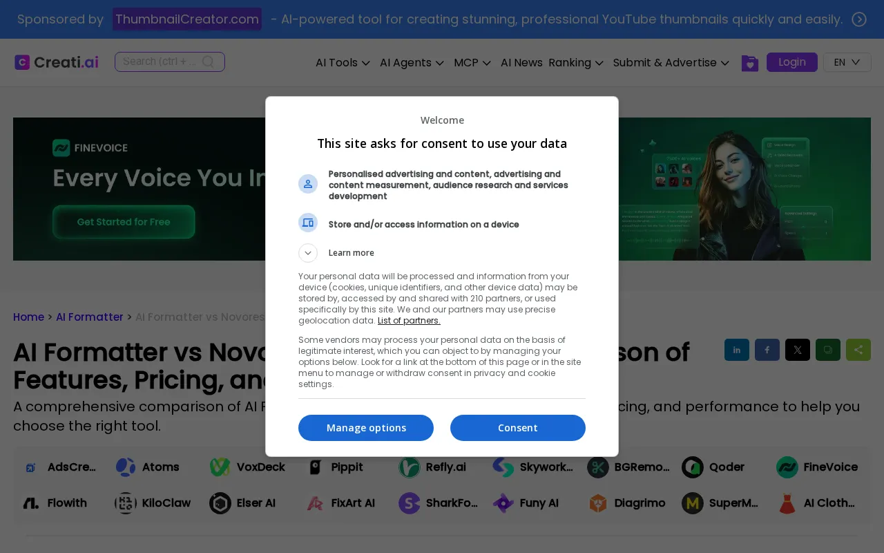 Creati — pricing page