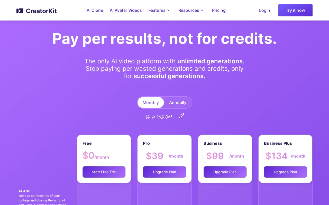 CreatorKit — pricing page