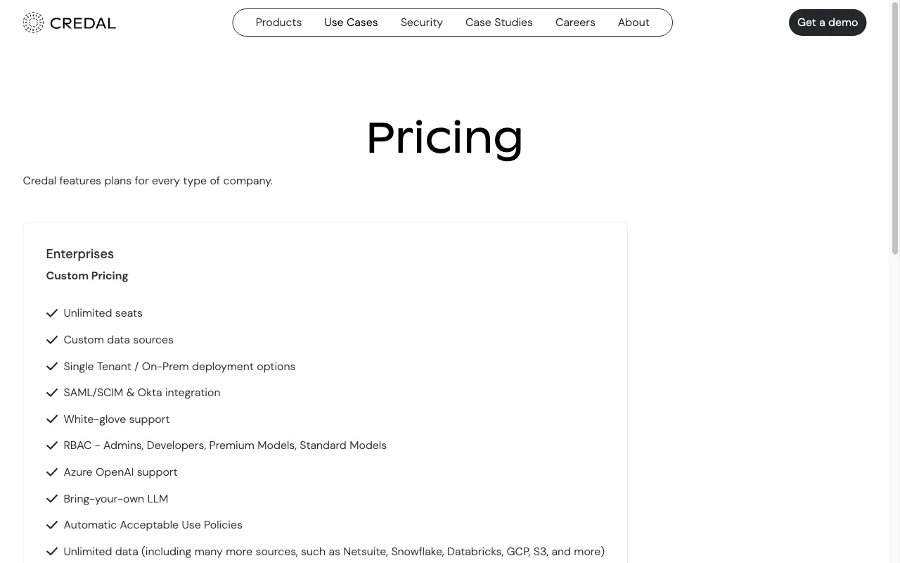 Credal.ai — pricing page