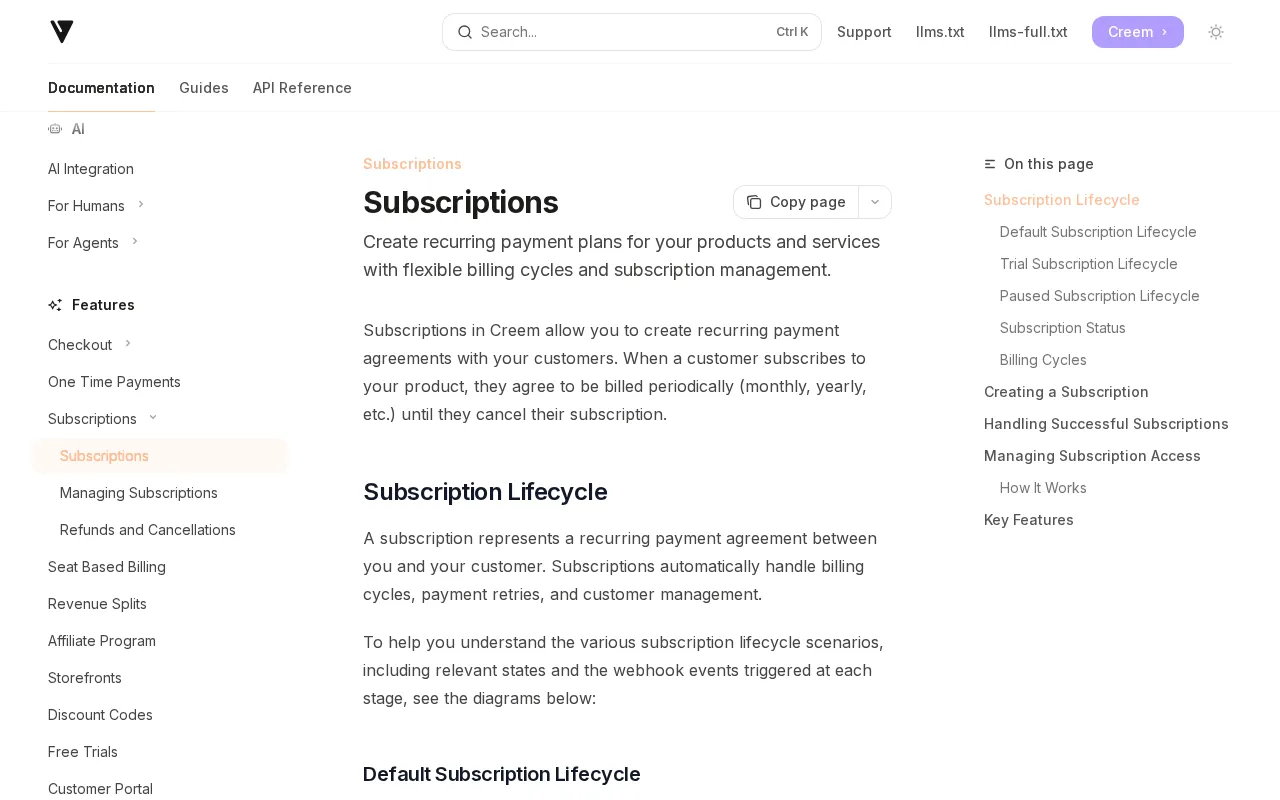 Creem — pricing page