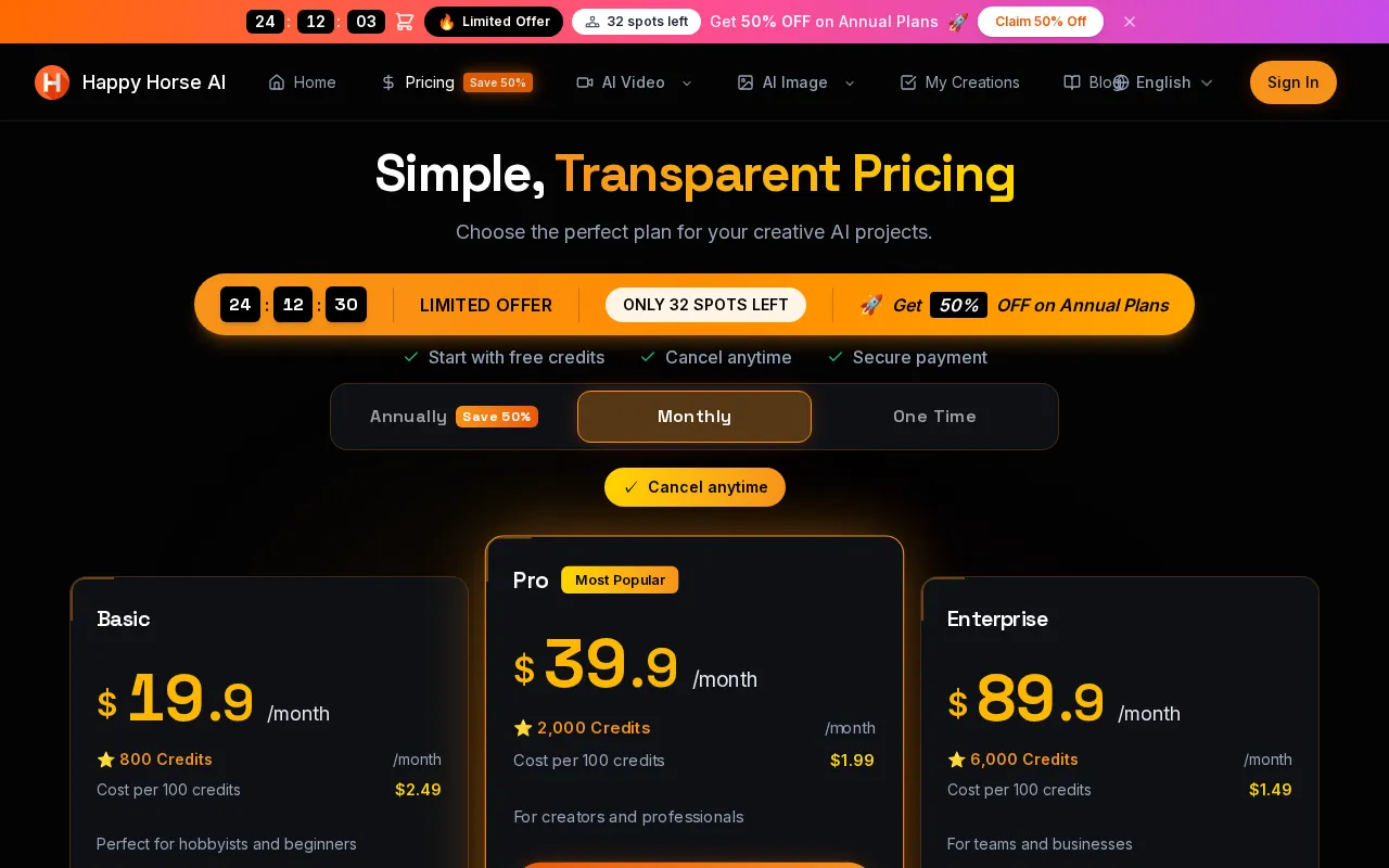 Crevin — pricing page
