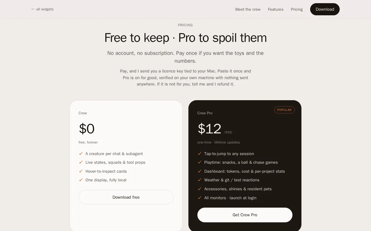 Crew — pricing page