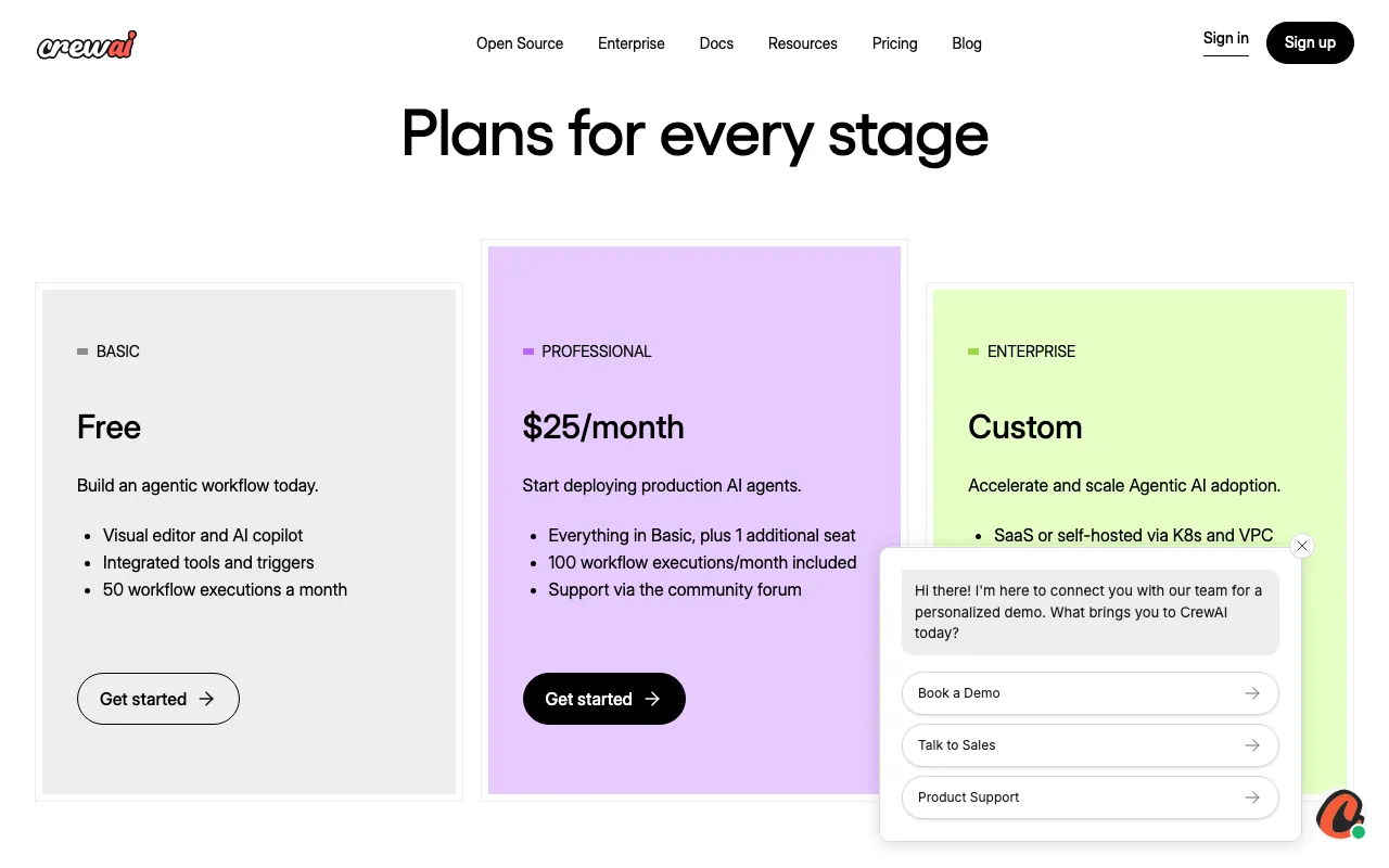 crewAI — pricing page