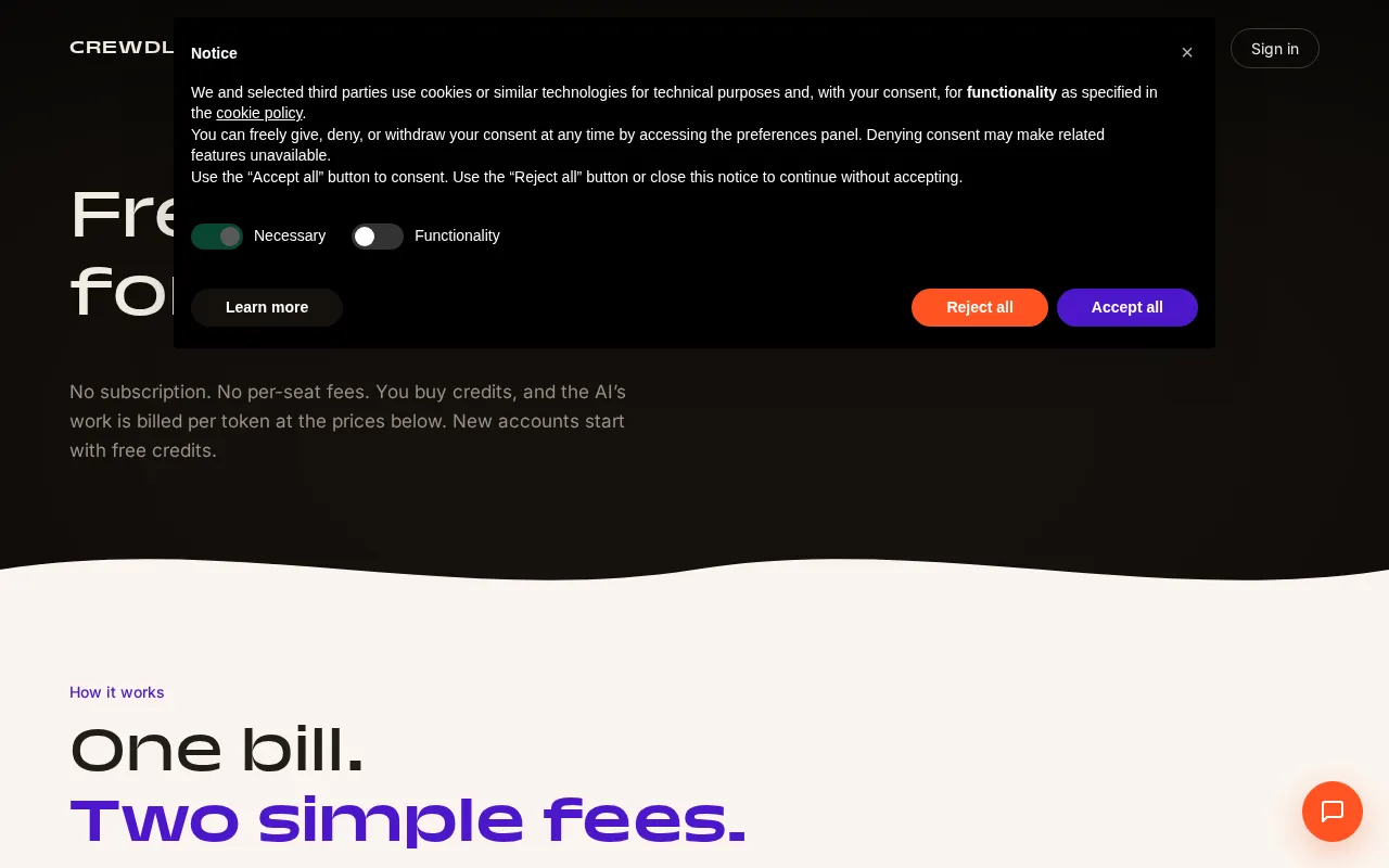 Crewdle — pricing page