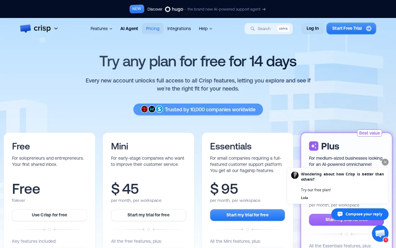 Crisp — pricing page