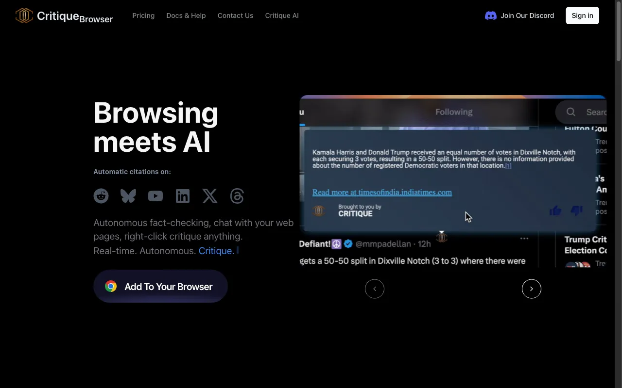 Critique — preview screenshot