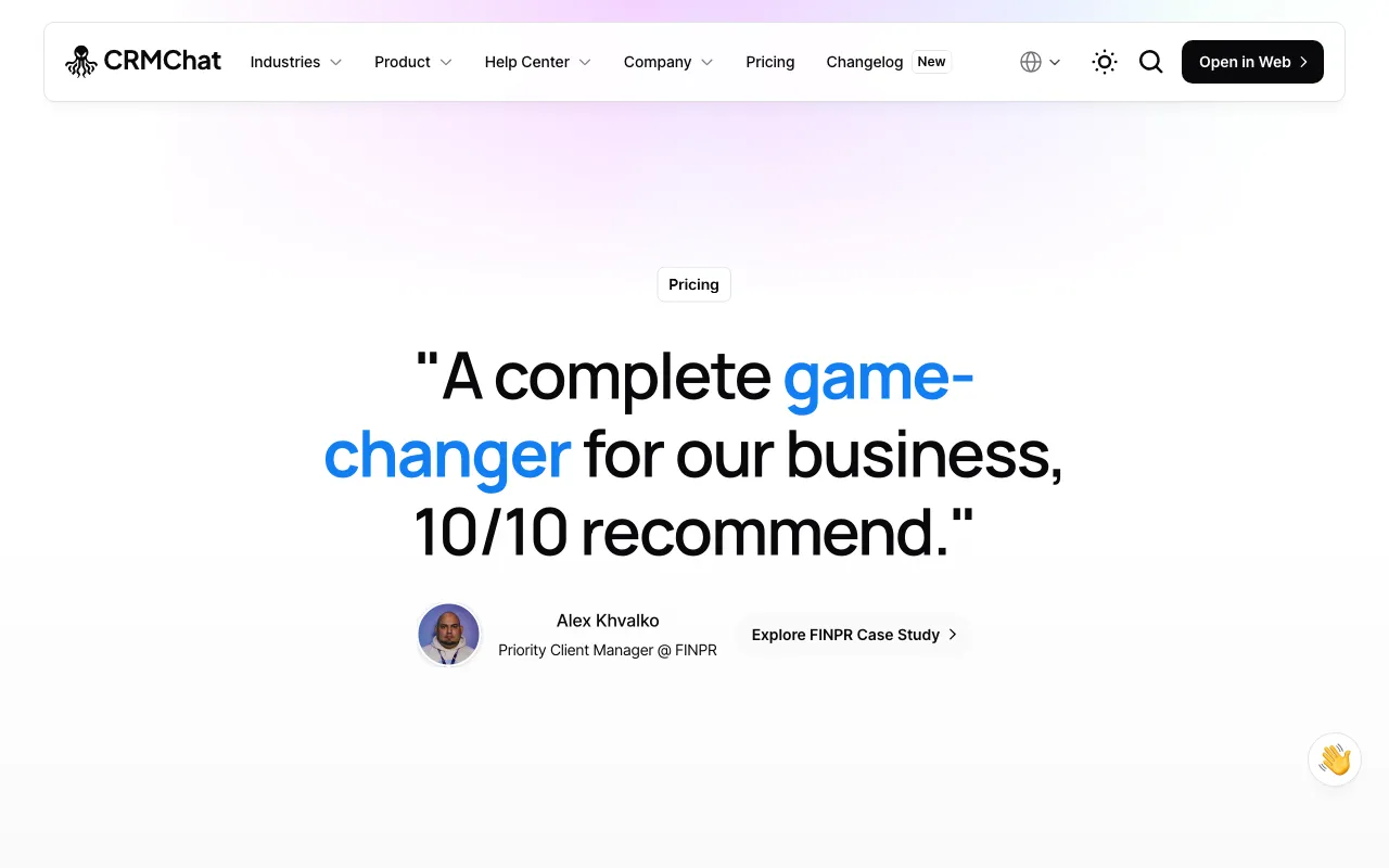 CRM Chat — pricing page