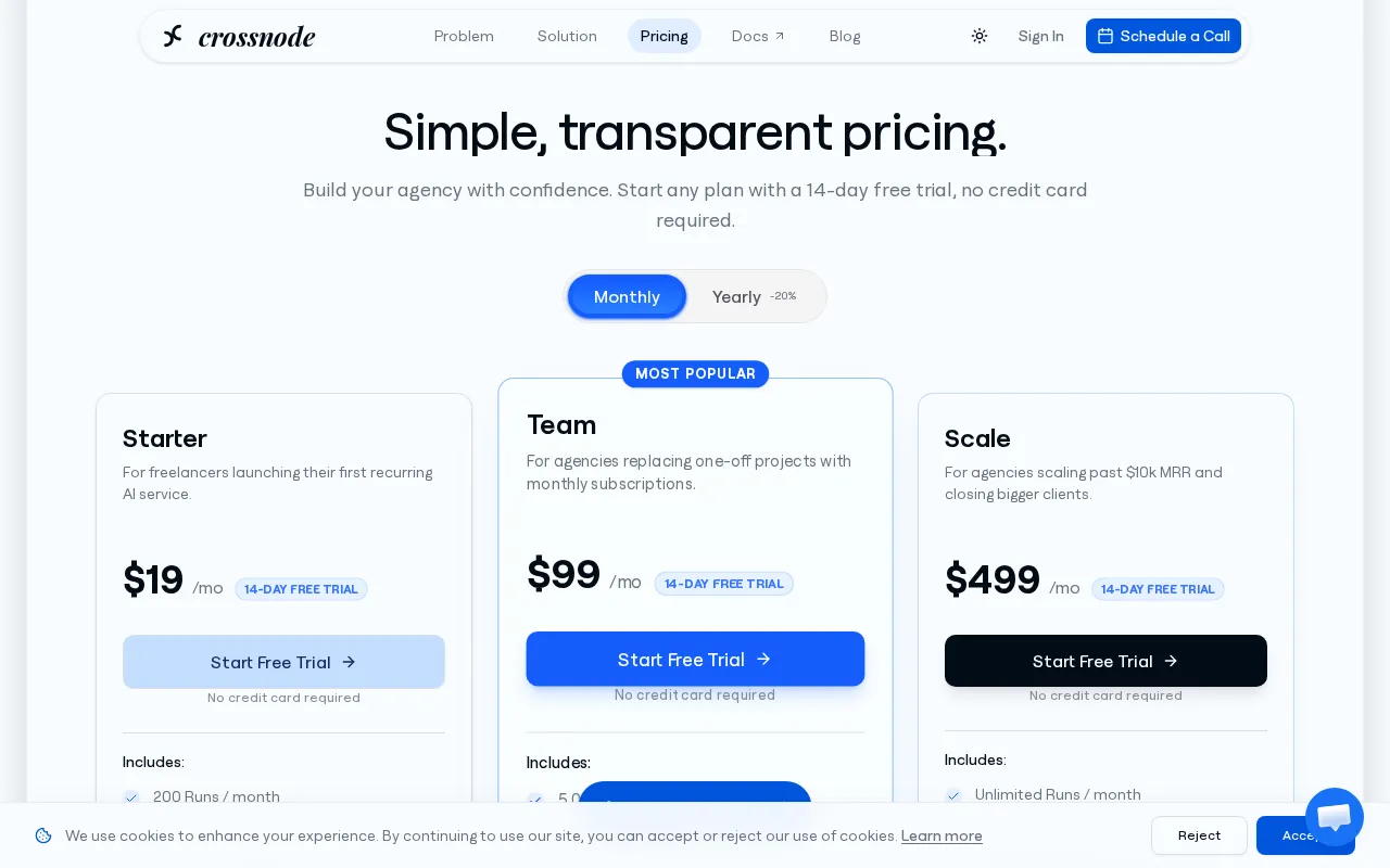 Crossnode — pricing page