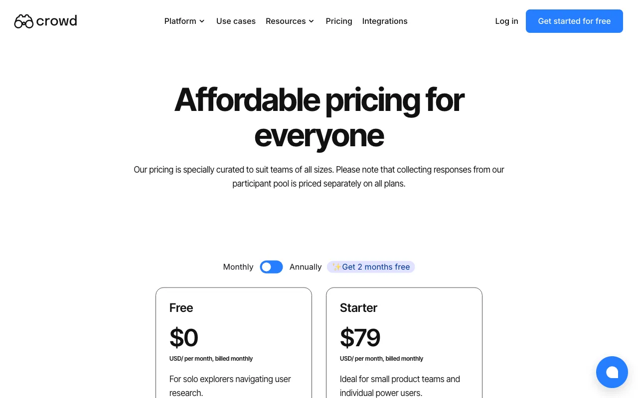 Crowd — pricing page