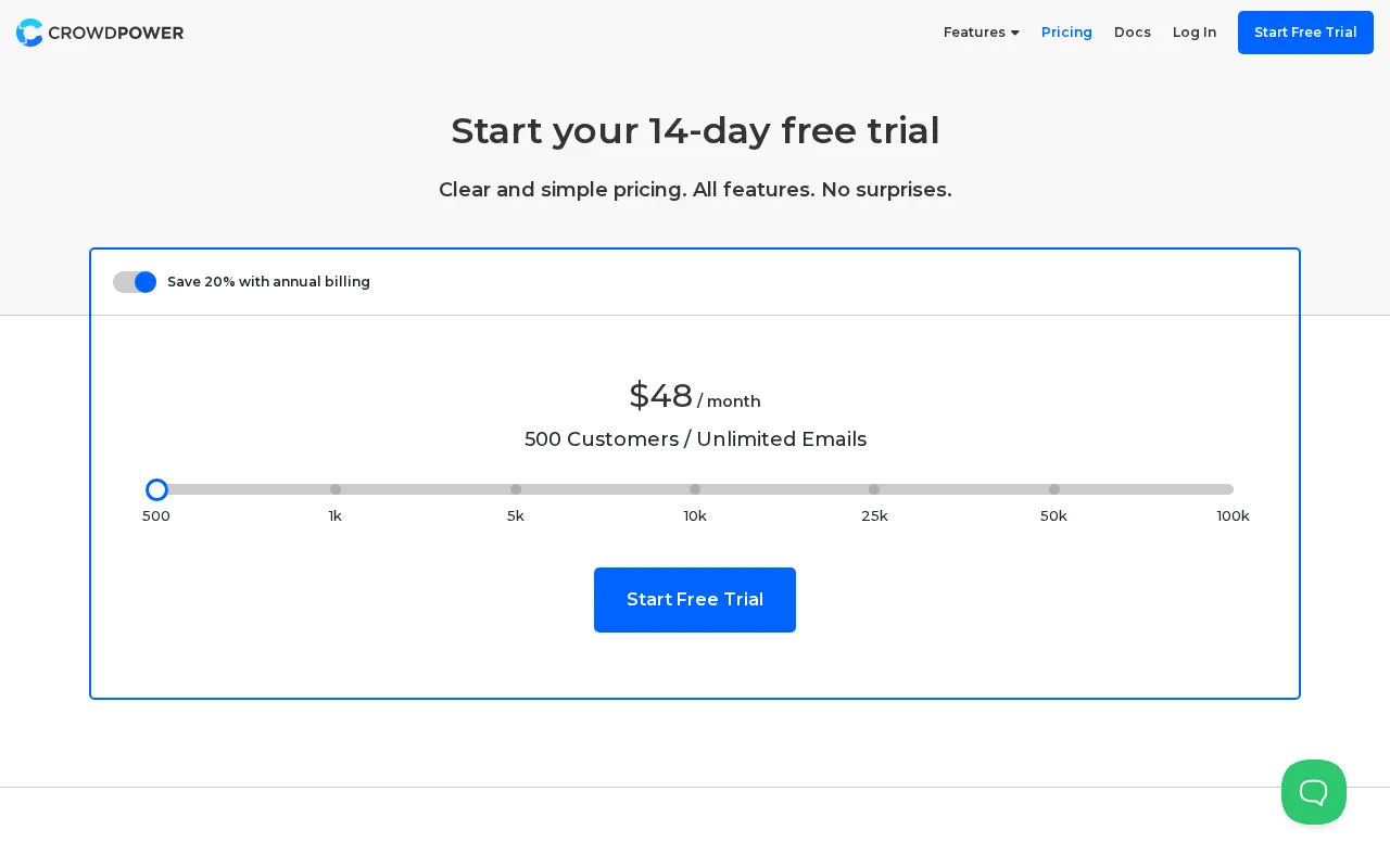 Crowdpower — pricing page