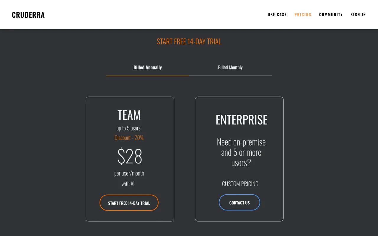 CRUDERRA — pricing page