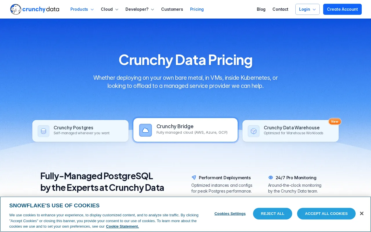Crunchy Bridge — pricing page