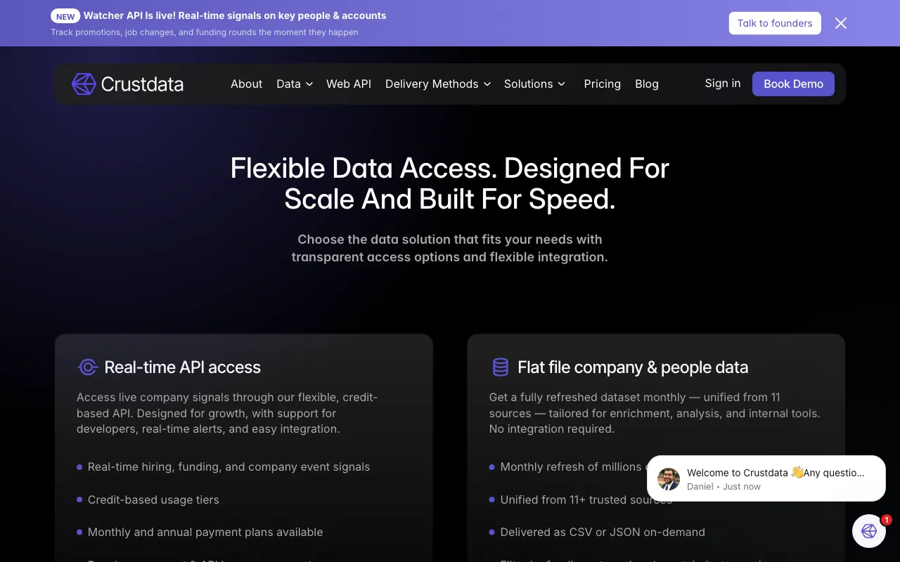 Crustdata — pricing page