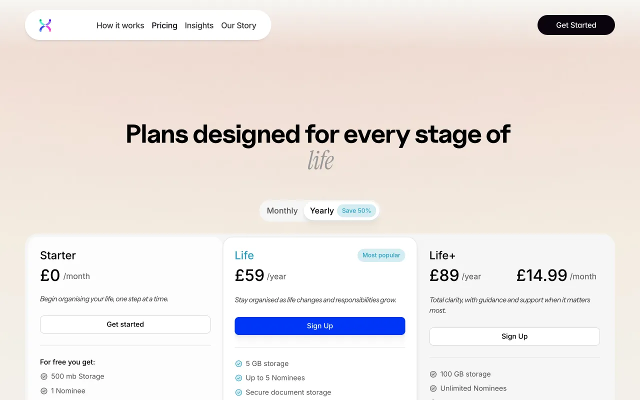 Crux Legacy — pricing page