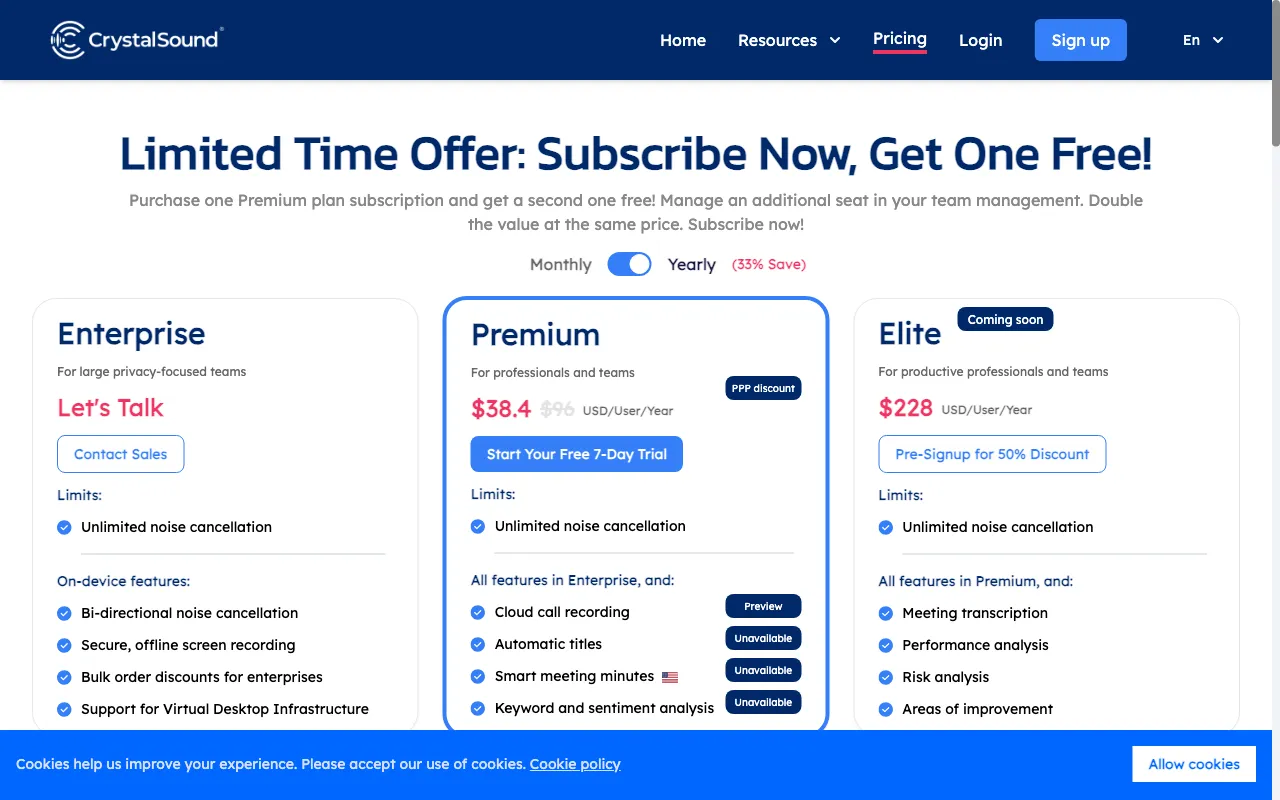 CrystalSound — pricing page