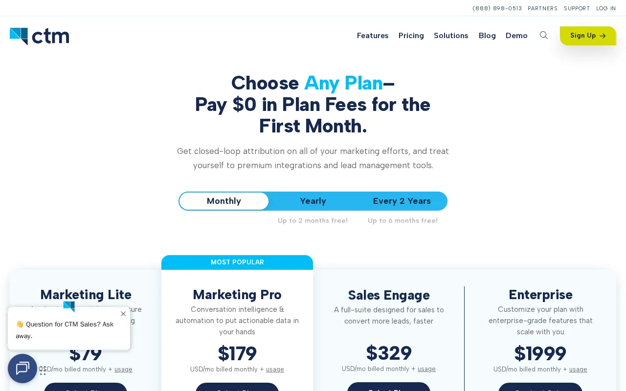 CTM — pricing page