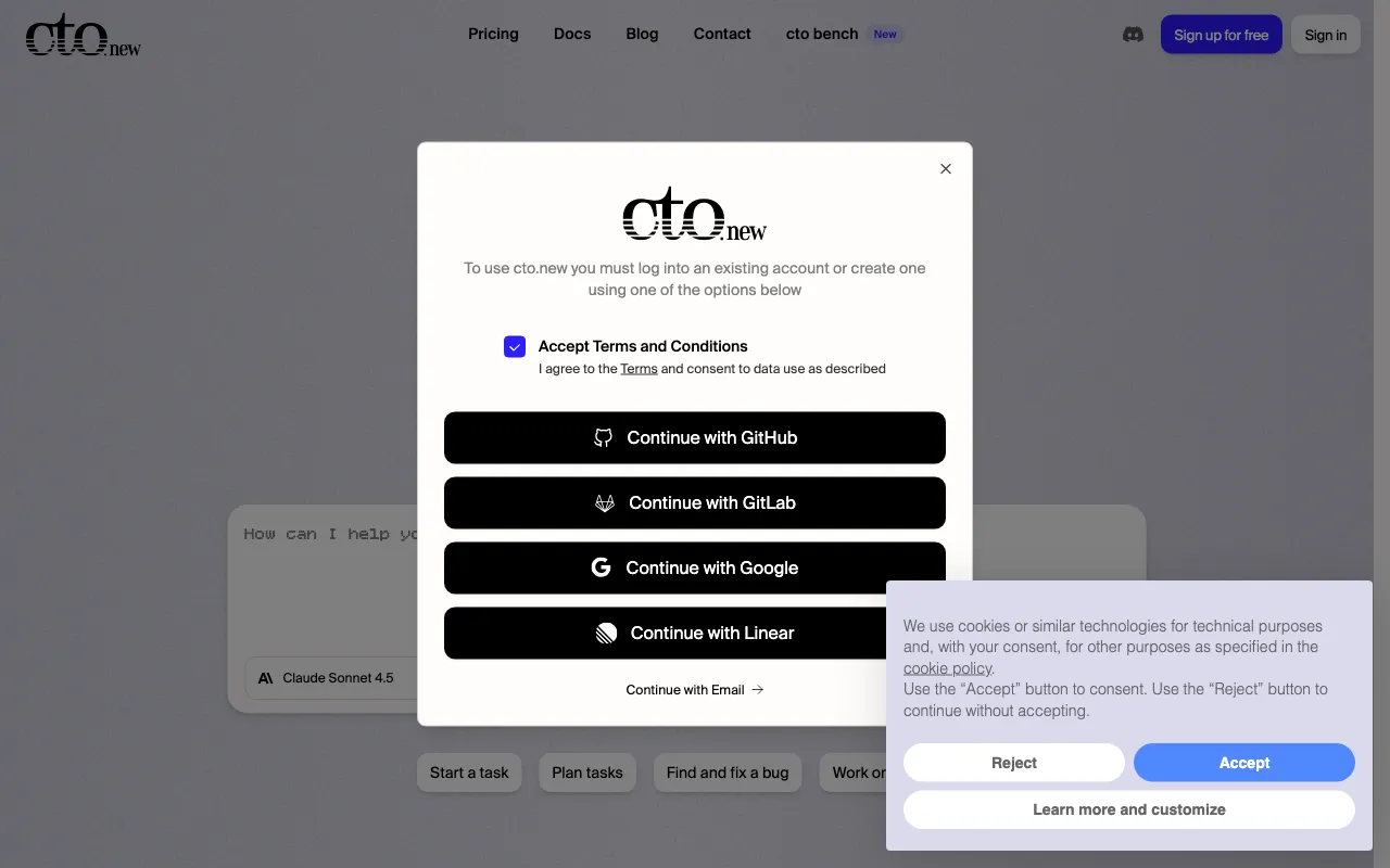 cto.new — preview screenshot