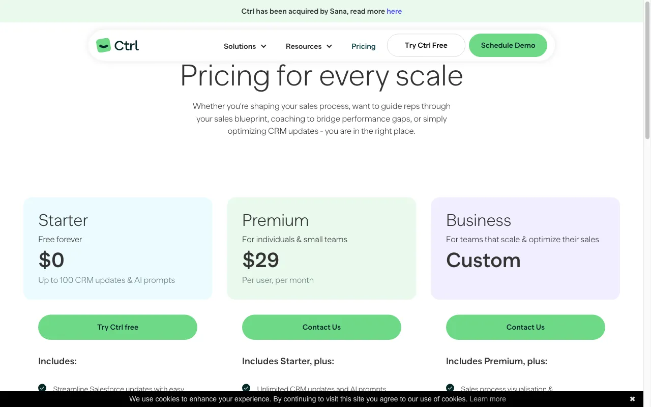 Ctrl — pricing page