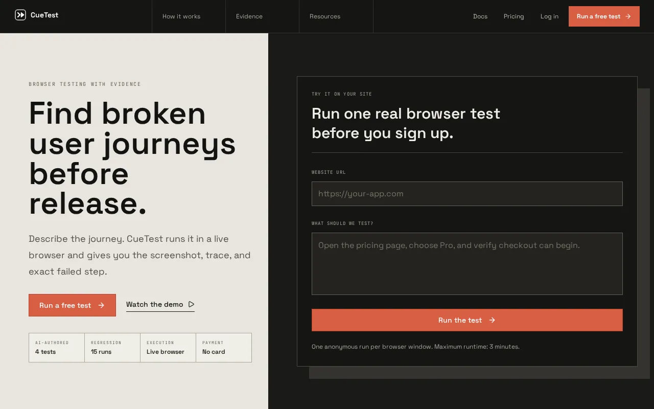 CueTest — preview screenshot