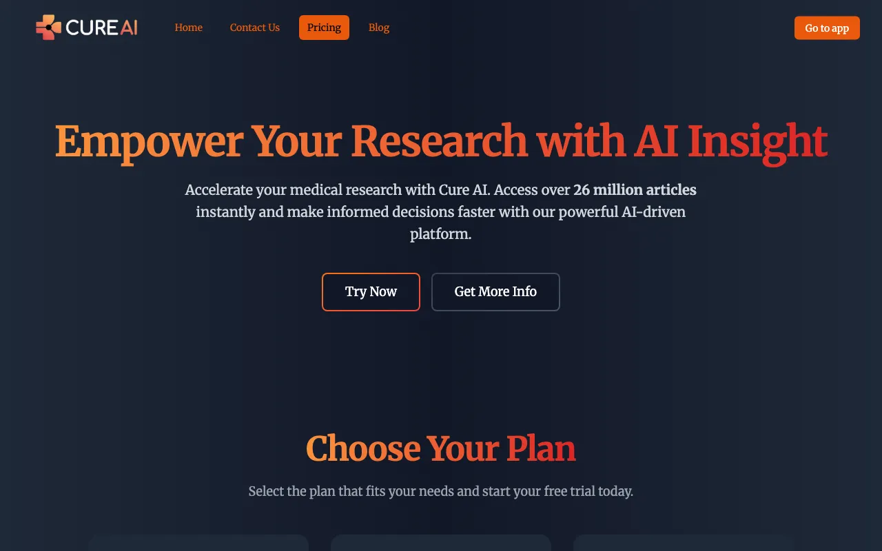 Cure AI — pricing page