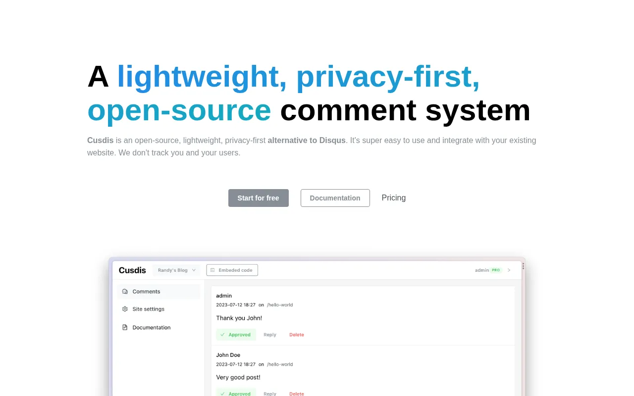 Cusdis — preview screenshot