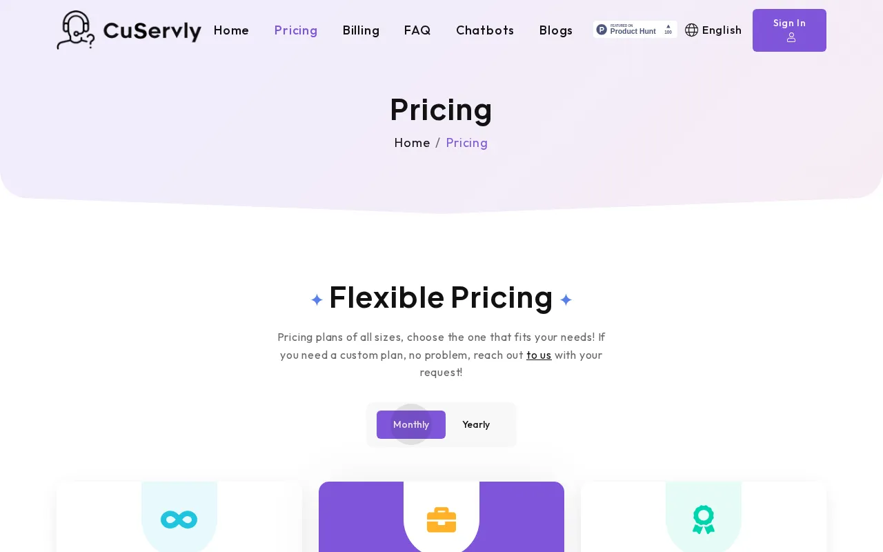 CuServly — pricing page