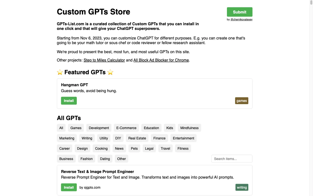GPTs-List.com — preview screenshot