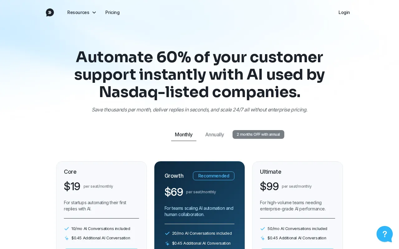 Customerly Aura — pricing page