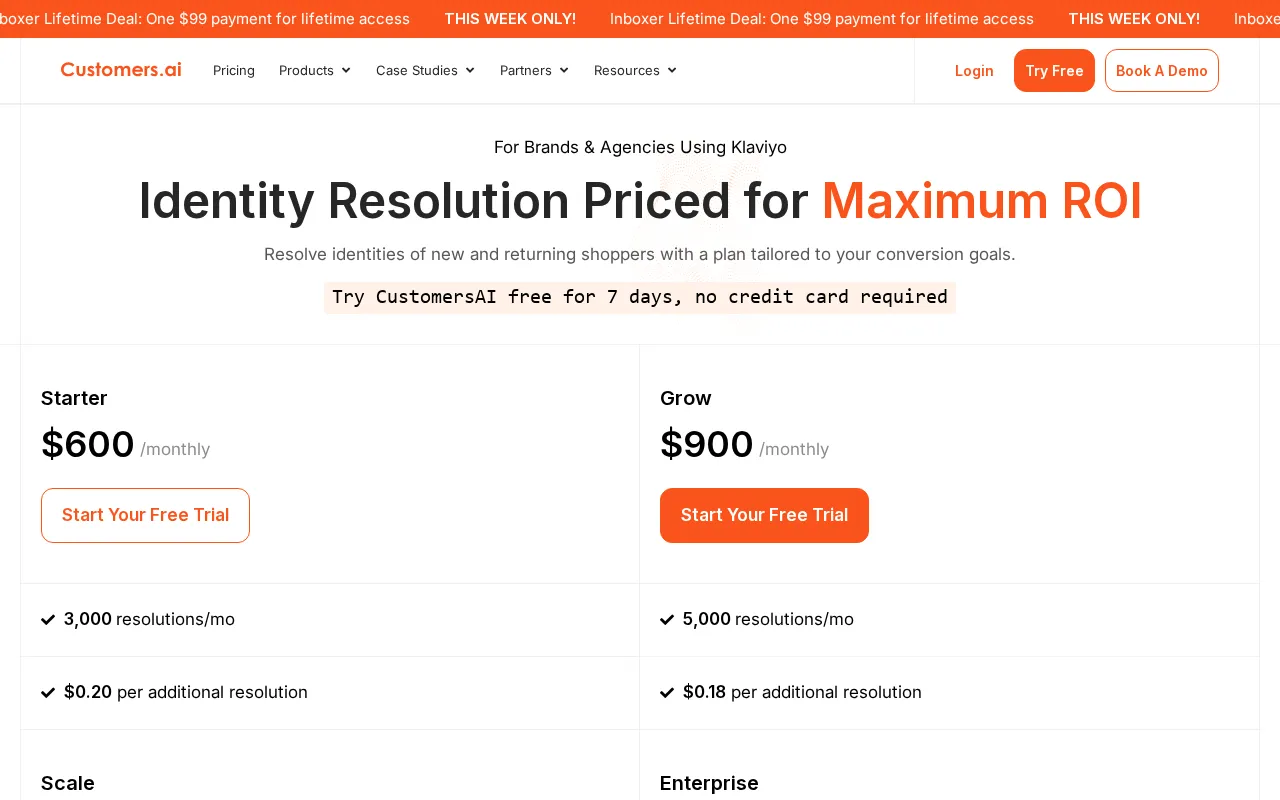 Customers.ai — pricing page