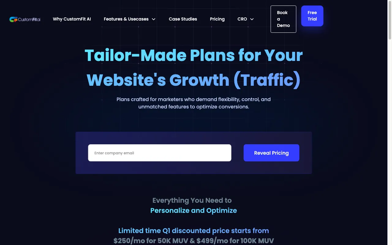 CustomFit.ai 2.0 — pricing page