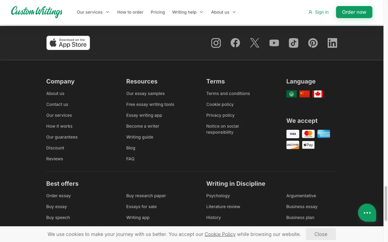 CustomWritings — pricing page