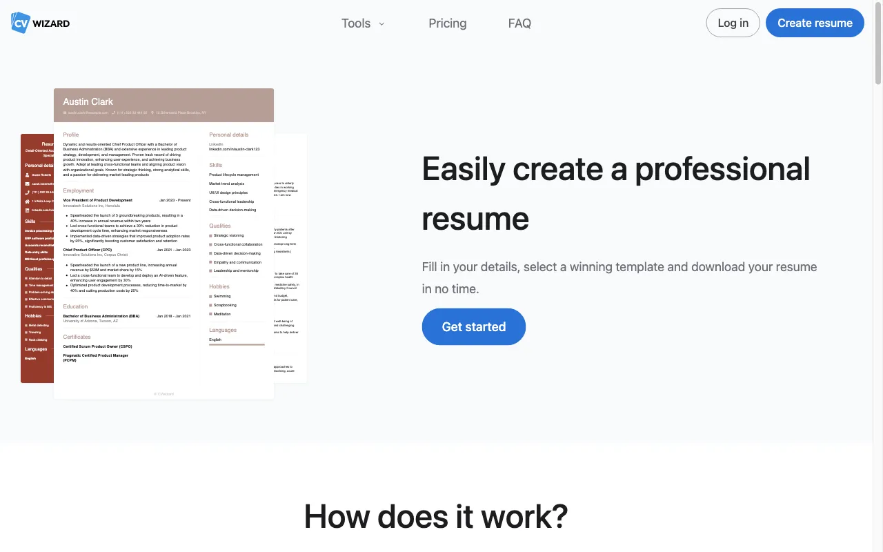 CVwizard — preview screenshot