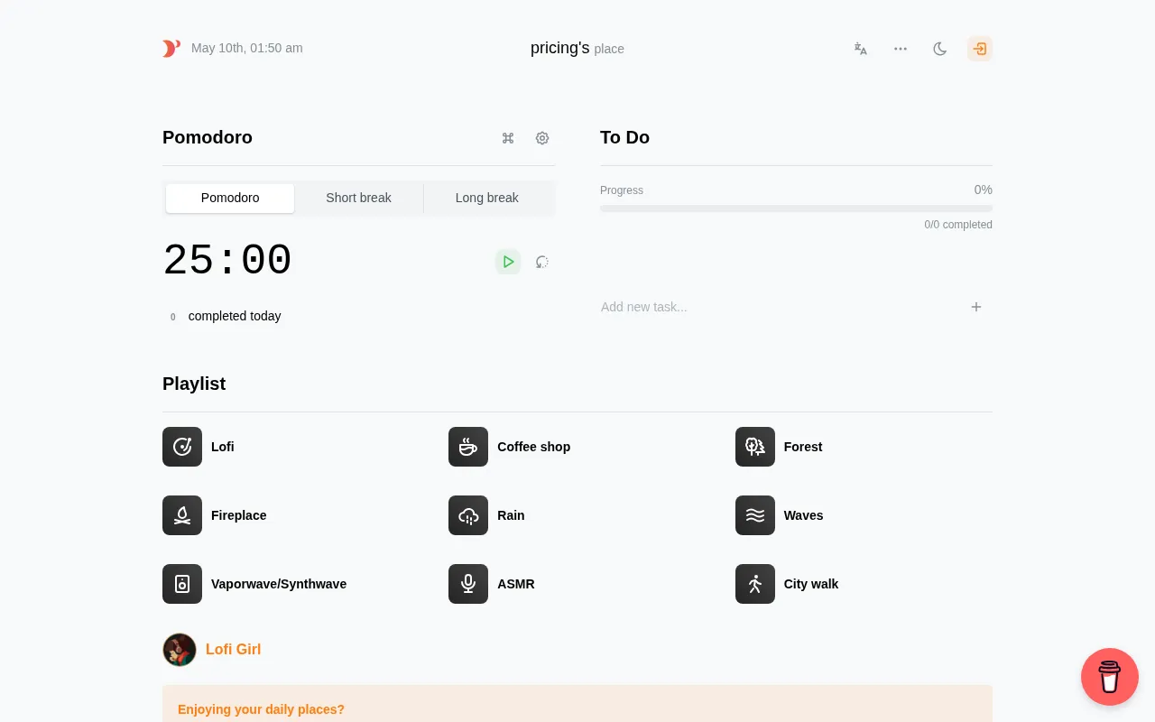 Daily place — pricing page