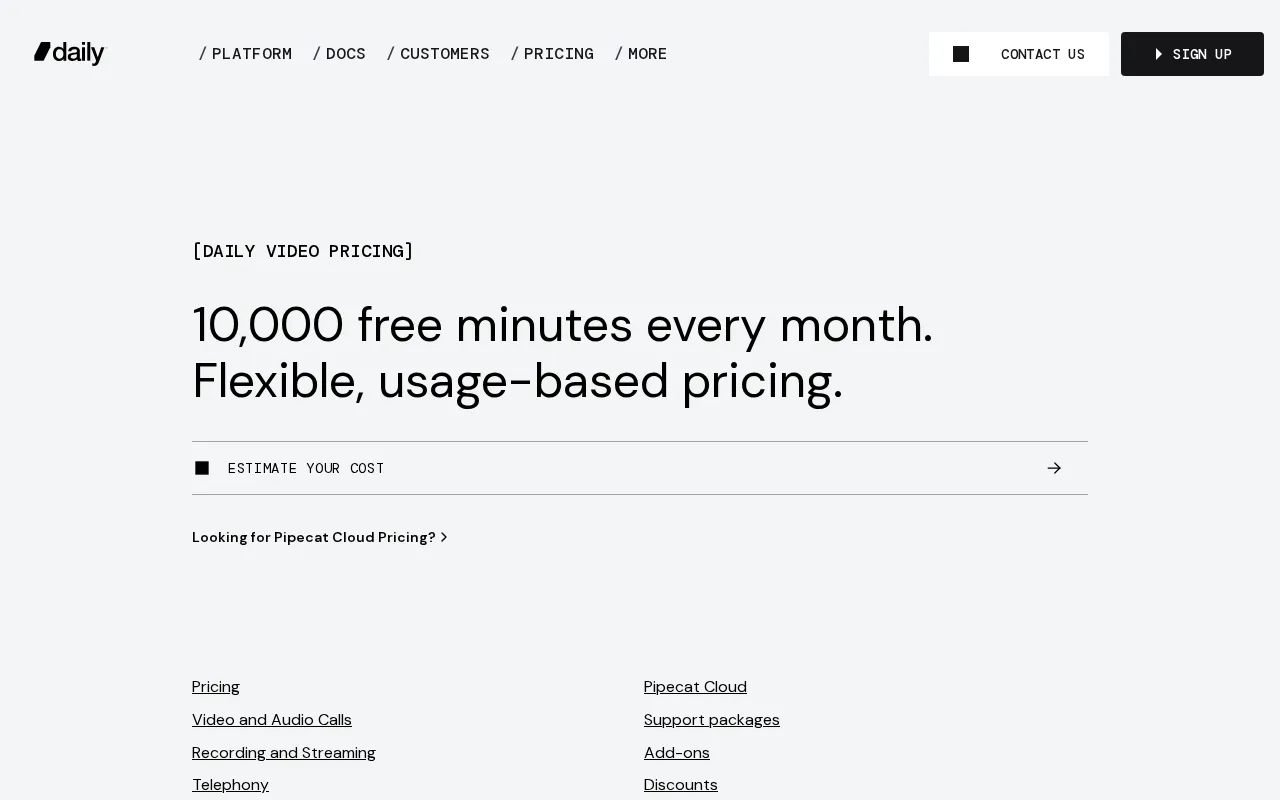 Daily.co — pricing page
