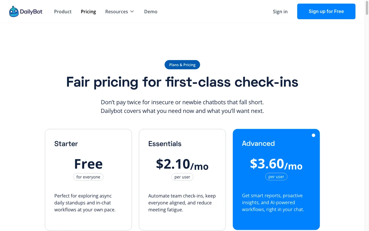 DailyBot — pricing page