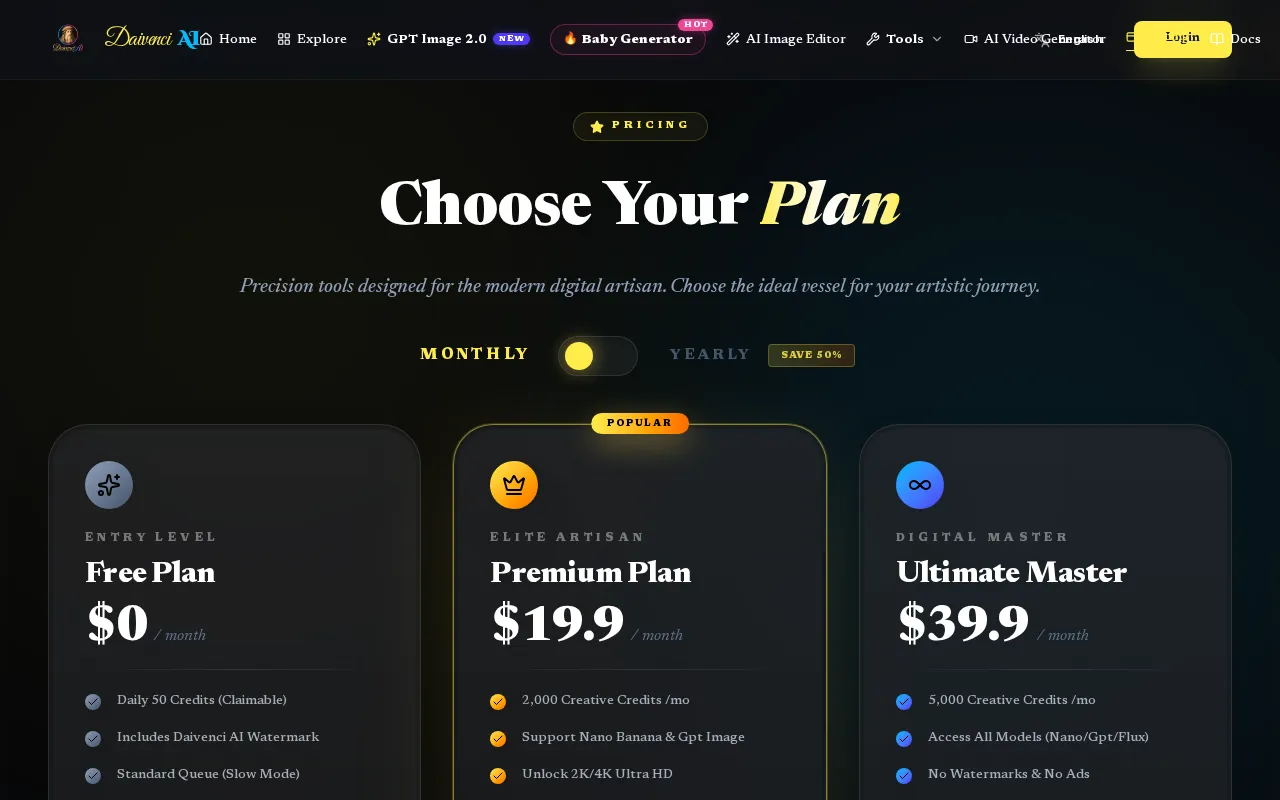 DaivenciAI — pricing page