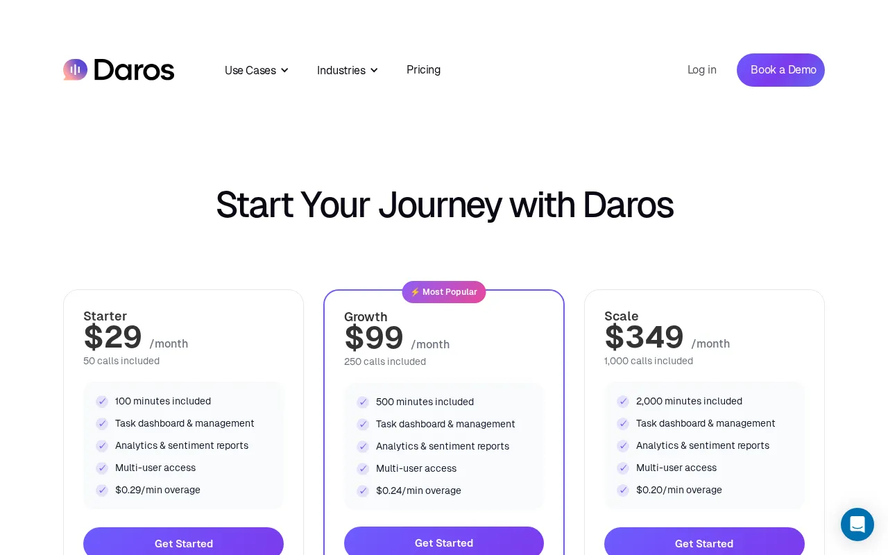 Daros — pricing page