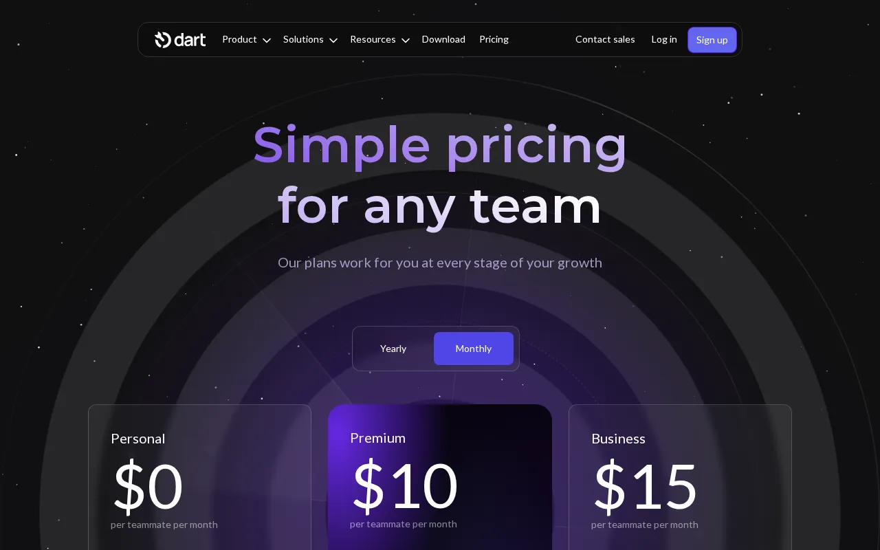 Dart — pricing page