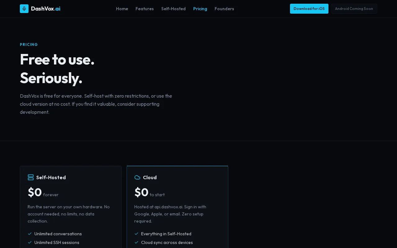 DashVox — pricing page