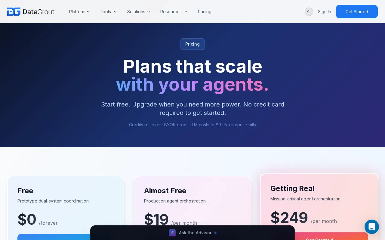DataGrout — pricing page