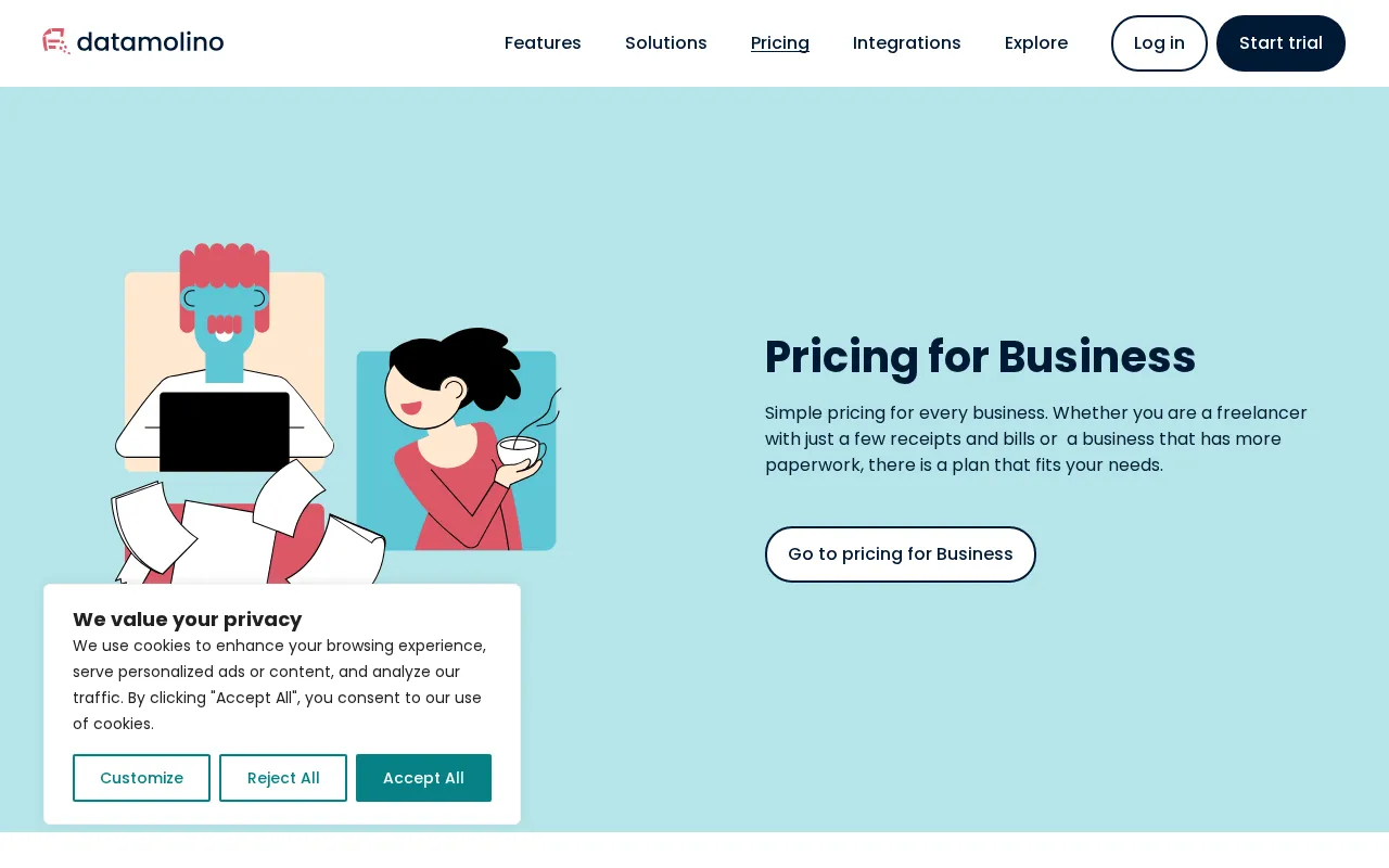 Datamolino — pricing page