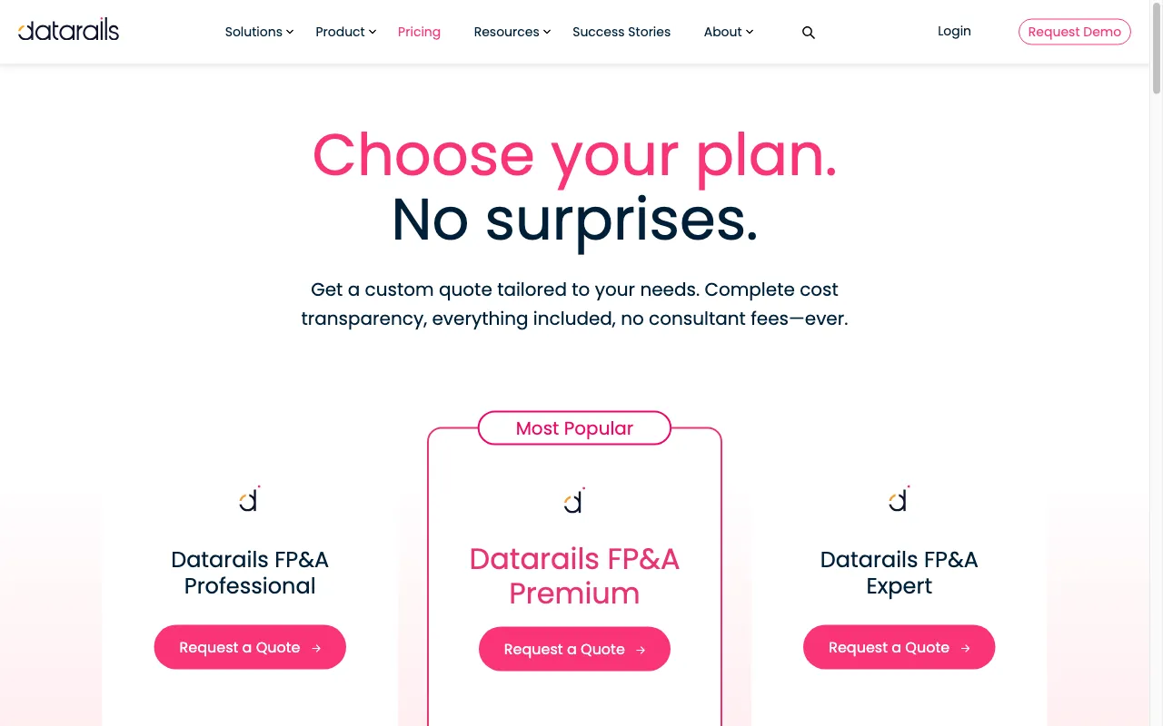 datarails.com — pricing page