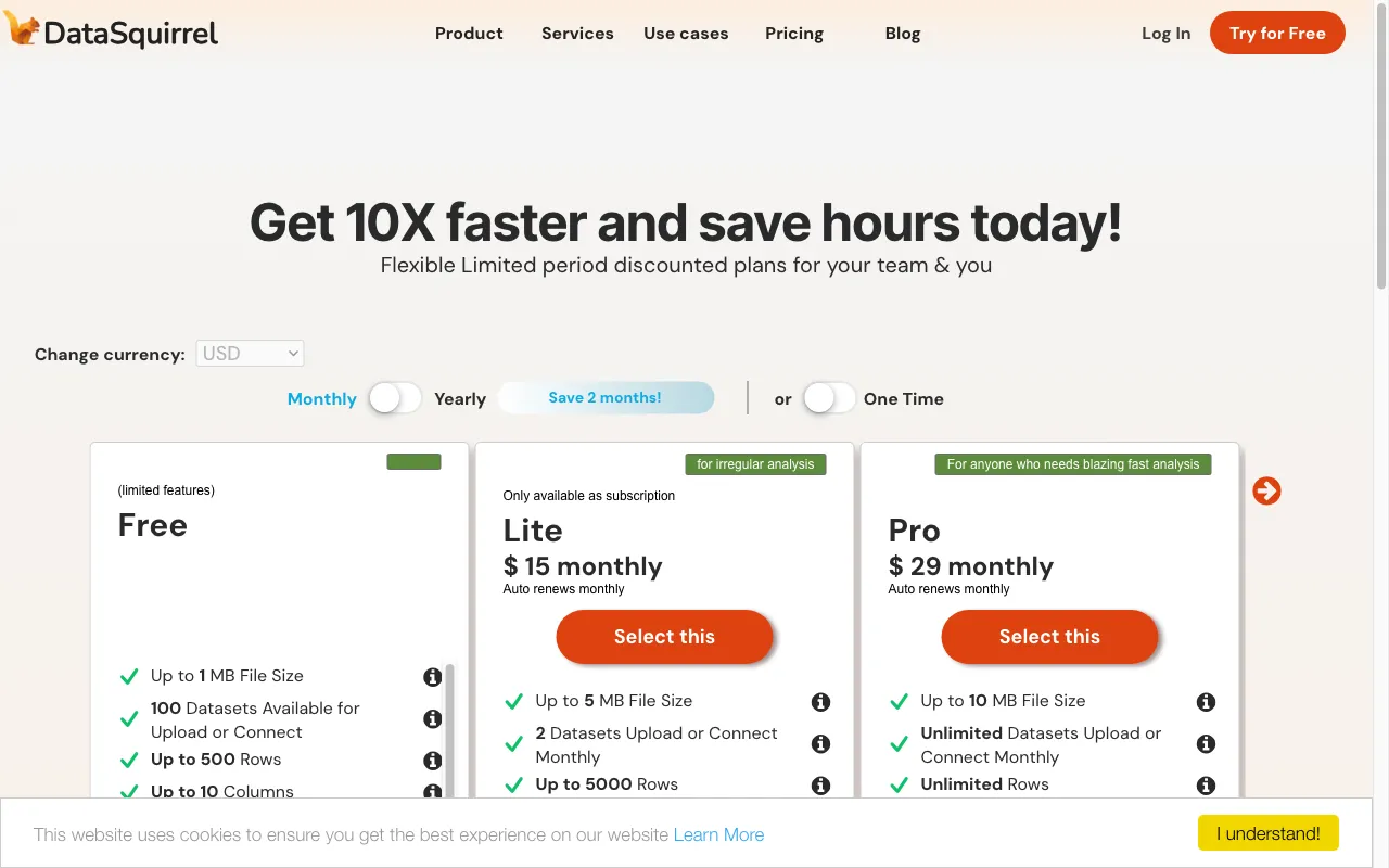 DataSquirrel.ai — pricing page